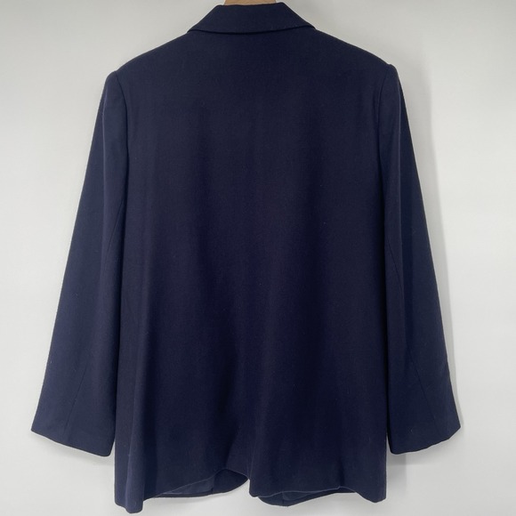 Sag Harbor Navy 100% Wool Blazer Women's Size 14 Classic Career Jacket - Picture 5 of 13